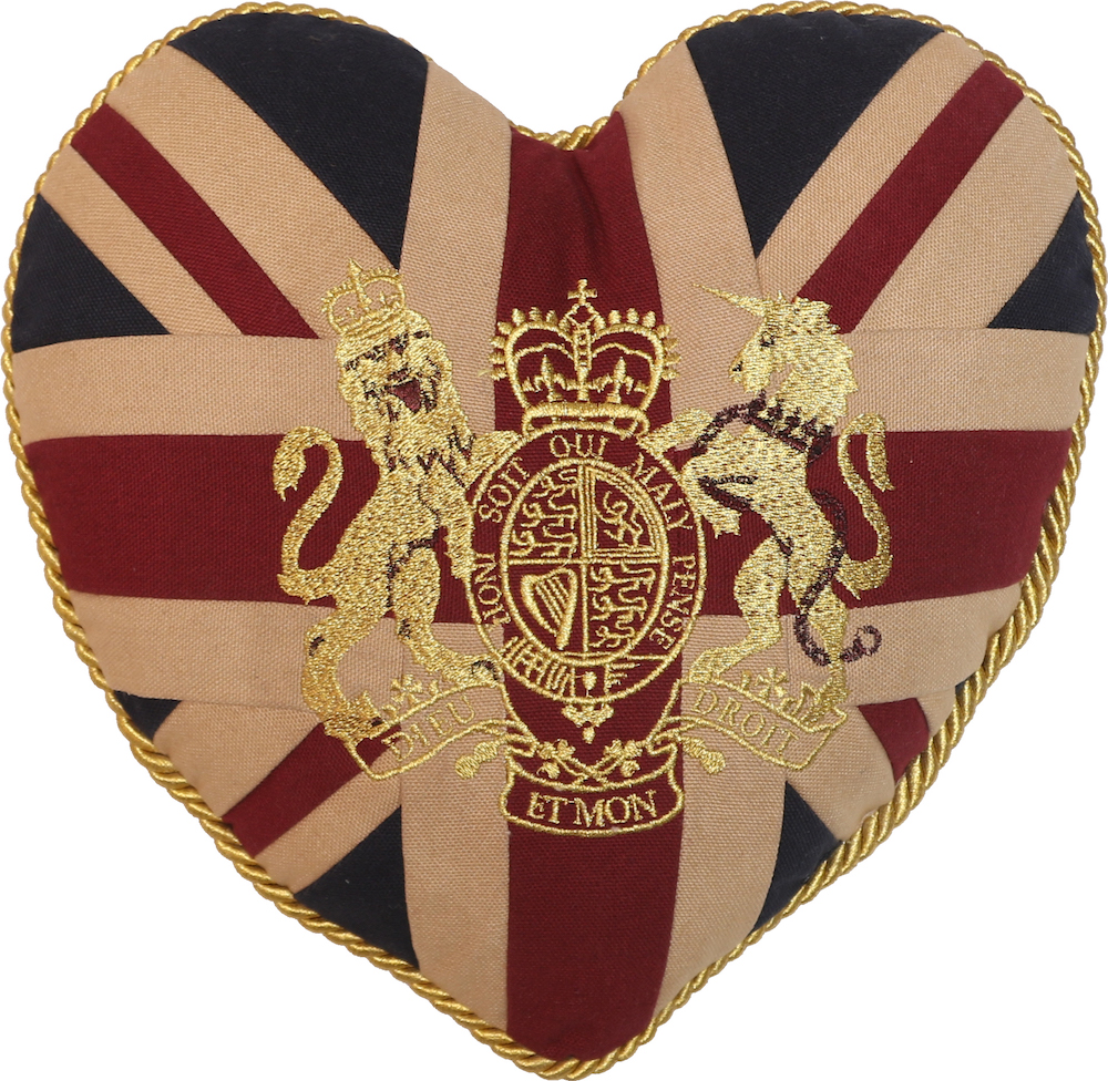 Royal Crest-Vintage Heart-Shaped Cushion