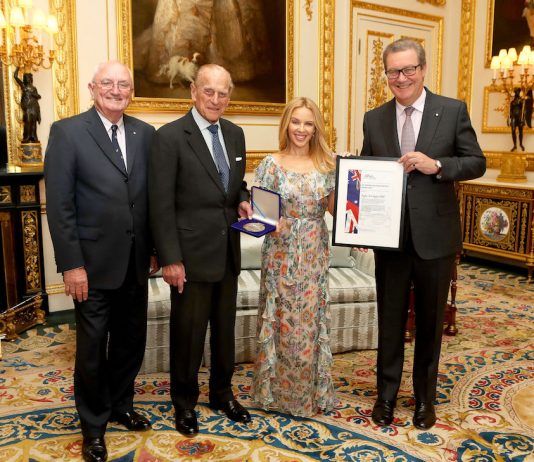 Duke of Edinburgh Awards Singer Kylie Minogue The Duke of Edinburgh presents Ms Kylie Minogue with the Britain-Australia Society Award for 2016