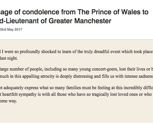 Message of Condolence from The Prince of Wales Message of Condolence from The Prince of Wales