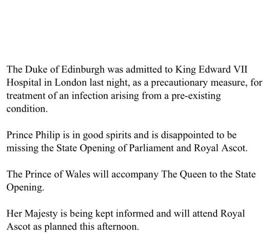 Duke of Edinburgh Admitted to Hospital Duke of Edinburgh Admitted to Hospital