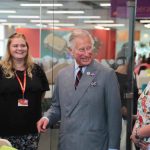 HRH Prince of Wales officially opens the Moneypenny centre at Wrexham.Prince Charles shares a joke with some of the workers.Friday 17-7-17