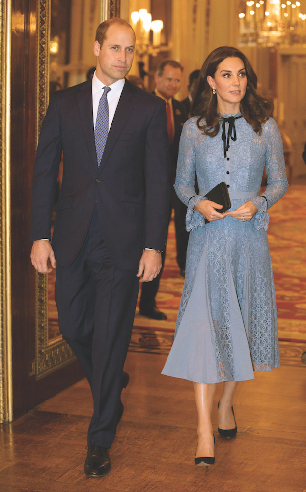 The Duke and Duchess of Cambridge attend a reception on World Mental Health Day at Buckingham Palace, London, 2017.