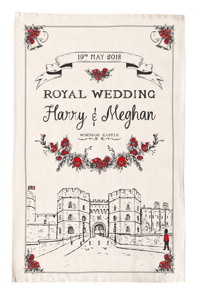 Prince Harry & Meghan Markle Royal Wedding Commemorative Tea Towel 100 % Cotton 
