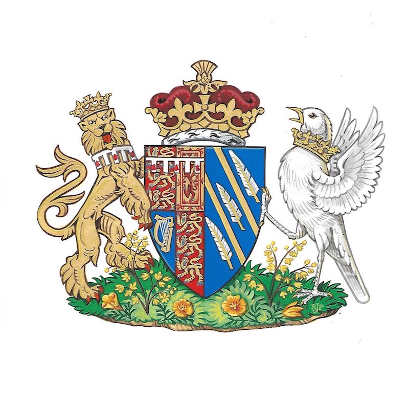 A Coat of Arms has been created for The Duchess of Sussex. The design of the Arms was agreed and approved by Her Majesty The Queen and Mr. Thomas Woodcock