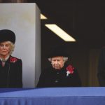 The Duchess of Cornwall, Queen Elizabeth II and The Duchess of Cambridge attend the annual remembrance ceremony marking the 100th anniversary of the end of the First World War in London, 2018.