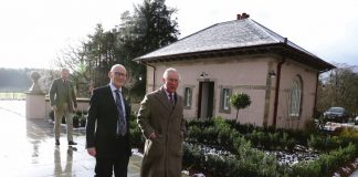 His Majesty Marks The King’s Foundation 35th Anniversary Prince Charles with Kenneth Dunsmuir Executive Director at the Prince's Foundation as he arrives at The Dumfries House Health and Wellbeing Centre in Cumnock, 2019.