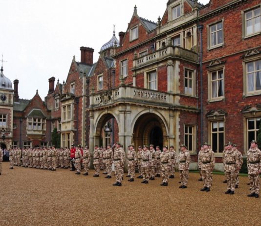 The Prince of Wales to Visit Estonia The Prince of Wales observes a royal Salute from the 2nd Battalion, The Mercian Regiment before presenting campaign medals for service in Afghanistan outside Sandringham House on the Royal Estate in Norfolk, 2019.