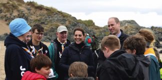 The Prince and Princess of Wales to Visit South Wales Valleys and Mid Wales The Duke and Duchess of Cambridge explore the wildlife habitat on Newborough Beach in North Wales with members of Menai Bridge Scouts, 2019