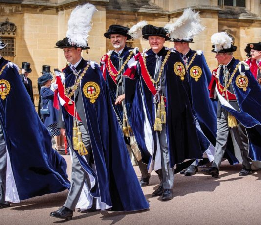 Garter Day at Windsor Castle Prince William, Prince Charles, Prince Andrew, Prince Edward, King Willem-Alexander, King Felipe attending the Procession from the Garter Knights and Ladies to St. George's Chapel at Windsor Castle in Windsor, on June 17, 2019