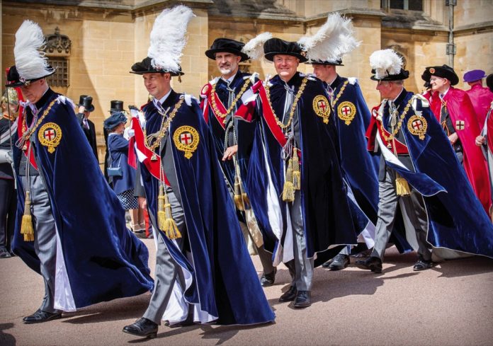 Prince William, Prince Charles, Prince Andrew, Prince Edward, King Willem-Alexander, King Felipe attending the Procession from the Garter Knights and Ladies to St. George's Chapel at Windsor Castle in Windsor, on June 17, 2019