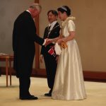 Prince Charles, Prince of Wales, greeted by Emperor Naruhito and Empress Masako ahead of a court banquet at the Imperial Palace on October 22, 2019 in Tokyo, Japan.