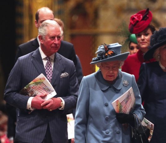 Royal Family to Celebrate Commonwealth Day 2023 Queen Elizabeth II and the Prince of Wales leaving after the Commonwealth Service at Westminster Abbey, London on Commonwealth Day, 2020