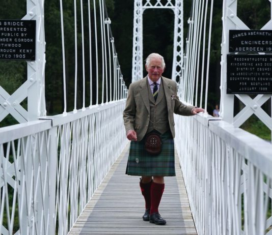 The King to Visit Scotland The Duke of Rothesay during a visit to Cambus O'May suspension bridge in Aberdeenshire following its repair, August 31, 2021.