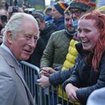 The Prince of Wales, President of the Prince’s Trust, talks with well wishers as he leaves after his visit to Cheryl’s Trust Centre in Newcastle upon Tyne. November, 2021.