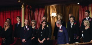 Royal Family Mark Remembrance Members of the Royal family, including, the Prince of Wales, the Duchess of Cornwall, the Duke and Duchess of Cambridge, the Earl and Countess of Wessex, the Princess Royal and Vice Admiral Sir Tim Laurence, the Duke and Duchess of Gloucester, the Duke of Kent and Princess Alexandra, stand in the Royal box during the annual Royal British Legion Festival of Remembrance at the Royal Albert Hall in London. November 13, 2021.