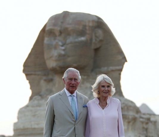 The Prince of Wales and Duchess of Cornwall Visit Cairo The Prince of Wales and The Duchess of Cornwall during a visit to the Great Sphinx of Giza, on the third day of their tour of the Middle East. November, 2021.
