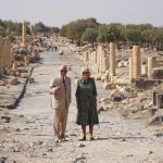 The Prince of Wales and Duchess of Cornwall during a walking tour of Umm Qais in Jordan, on the second day of their tour of the Middle East. Picture date: Wednesday November 17, 2021.