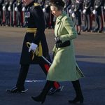 The Princess Royal, representing the Queen as the Reviewing Officer during the Sovereign’s Parade at the Royal Military Academy Sandhurst (RMAS) in Camberley. The parade marks the completion of 44 weeks of intensive training for the Officer Cadets of Comm