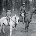 King George VI with Princess Elizabeth on horseback, 1936
