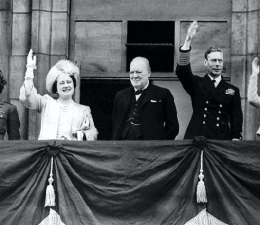 The King to Lead Nation in Tribute to the Greatest Generation Britain's Prime Minister Winston Churchill, center, joins the Royal Family, from left, Princess Elizabeth, Queen Elizabeth, King George VI, and Princess Margaret, on the balcony of Buckingham Palace, London, England, on VE-Day on May 8, 1945.