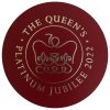 Queen's Platinum Jubilee Leatherette Coaster - Burgundy
