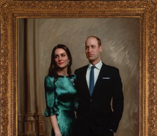 First Official Joint Portrait of The Duke and Duchess of Cambridge A new portrait of The Duke and Duchess of Cambridge, painted by award-winning British portrait artist Jamie Coreth, has been released today. © Jamie Coreth/Fine Art Commissions