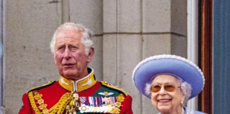 The King’s Birthday Parade (Trooping The Colour) Queen Elizabeth II and Prince Charles during 2022 Trooping the Colour celebrations, marking the monarch's official birthday and her 70 year Jubilee, in London, 2022.