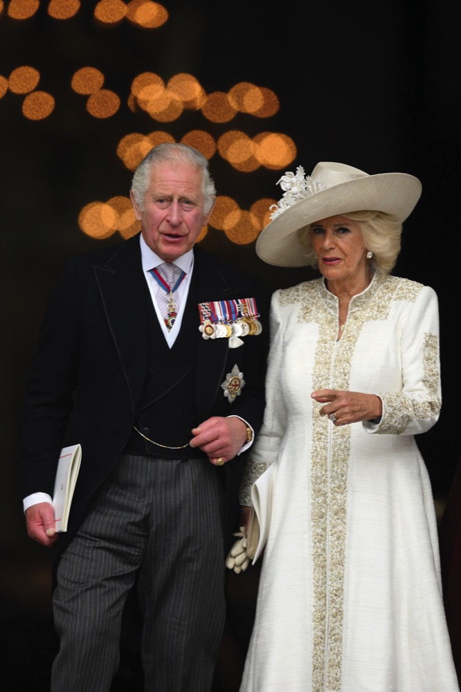 The Prince of Wales and the Duchess of Cornwall leave the National Service of Thanksgiving at St Paul's Cathedral, London, on day two of the Platinum Jubilee celebrations for Queen Elizabeth II. June 3, 2022.