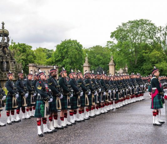 Royal Family to Visit Scotland for Royal Week Balaklava Company 5 SCOTS Royal Regiment of Scotland during the Ceremony of the Keys on the forecourt of the Palace of Holyroodhouse in Edinburgh. June 27, 2022.