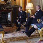 London, UK. 11th Sep, 2022. Britain’s King Charles III (L) speaks with Britain’s Labour party leader Keir Starmer (C), Liberal Democrat leader Ed Davey (2nd R) and SNP Westminster leader Ian Blackford (R) during an audience, at Buckingham Palace, in Londo