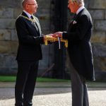King Charles III is presented with the keys by Lord Provost of Edinburgh Robert Aldridge (left)at the Ceremony of the Keys at the Palace of Holyroodhouse, Edinburgh. Picture date: Monday September 12, 2022.
