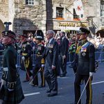 Royal Mile Edinburgh, Scotland, UK. 12th September 2022.Funeral cortege coffin of Queen Elizabeth II, with King Charles 111, Princess Anne, Prince Andrew and Prince Edward following on foot in Royal Mile, Edinburgh, Scotland. Credit: Arch White/alamy Liv