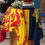 The Crown of Scotland sits atop the coffin of Queen Elizabeth II during a Service of Prayer and Reflection for her life at St Giles’ Cathedral, Edinburgh. Picture date: Monday September 12, 2022.