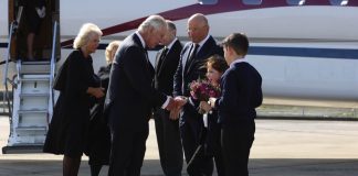 Their Majesties The King and Queen Visit Northern Ireland King Chares III and Queen Camilla arrive at Belfast City Airport in Northern Ireland as the King continues his tour of the four home nations. September 13, 2022.