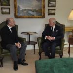 King Charles III during an audience with Northern Ireland Secretary Chris Heaton-Harris at Hillsborough Castle, Co Down. Picture date: Tuesday September 13, 2022.