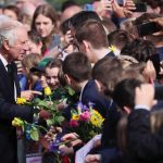 Britain’s King Charles III (L) meets members of the public during a walkabout in Writers’ Square in Belfast, on Tuesday on September 13, 2022, during his visit to Northern Ireland. King Charles III travelled to Belfast where he is set to receive tributes
