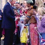 King Charles III meeting members of the public as he leaves Cardiff Castle in Wales. September 16, 2022.
