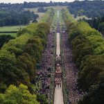 The Ceremonial Procession of the coffin of Queen Elizabeth II travels down the Long Walk as it arrives at Windsor Castle for the Committal Service at St George’s Chapel. Picture date: Monday September 19, 2022.