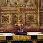 The Imperial State Crown is seen on the high altar after being removed from the coffin of Queen Elizabeth II during the Committal Service at St George’s Chapel in Windsor Castle, Berkshire. Picture date: Monday September 19, 2022.