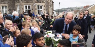 Prince William to Visit Newport The Prince of Wales meeting members of the public outside St Thomas Church, in Swansea, Wales, 2022.