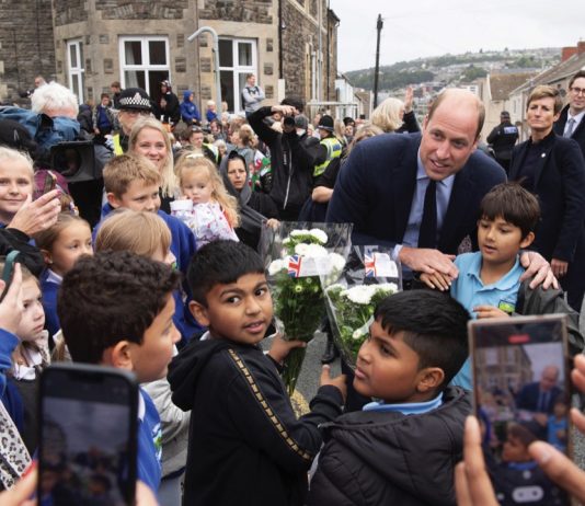 Prince William to Visit Newport The Prince of Wales meeting members of the public outside St Thomas Church, in Swansea, Wales, 2022.