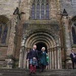 King Charles III and the Queen Consort visit Dunfermline Abbey, to mark its 950th anniversary, after attending a meeting at the City Chambers in Dunfermline, Fife, where the King formally marked the conferral of city status on the former town.Picture date