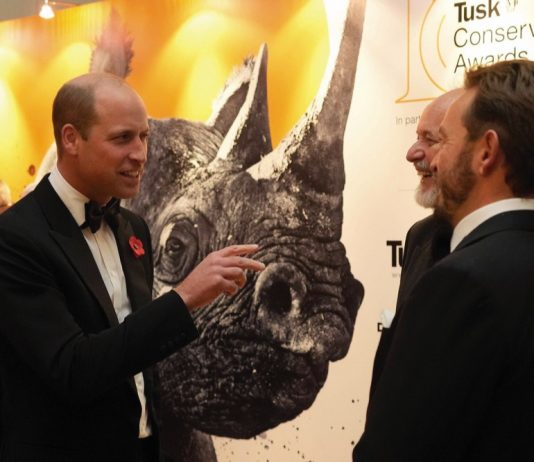 The Prince of Wales will Attend the Tusk Awards The Prince of Wales speaks with guests during the 10th annual Tusk Conservation Awards at Hampton Court Palace, London, November 1, 2022.