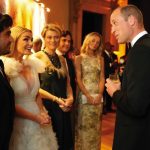 The Prince of Wales speaks to singer Katherine Jenkins and her husband Andrew Levitas during the 10th annual Tusk Conservation Awards at Hampton Court Palace, London. Picture date: Tuesday November 1, 2022.