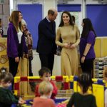 The Prince and Princess of Wales meet children at the nursery of the Rainbow Centre, an organisation that offers an open door to the community of Scarborough, North Yorkshire, and help and support to anyone in need, as part of their visit to the area to l