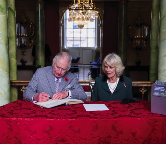 The King’s Message Following Bomb Attack in Pakistan King Charles III and the Queen Consort sign the visitors book as they arrive for a ceremony at Mansion House to confer city status on Doncaster, November 9, 2022.