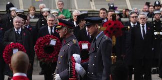 The Prince of Wales to Visit The Army Air Corps King Charles III and the Prince of Wales during the Remembrance Sunday service at the Cenotaph, in Whitehall, London. November 13, 2022.
