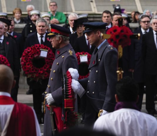 The Prince of Wales to Visit The Army Air Corps King Charles III and the Prince of Wales during the Remembrance Sunday service at the Cenotaph, in Whitehall, London. November 13, 2022.