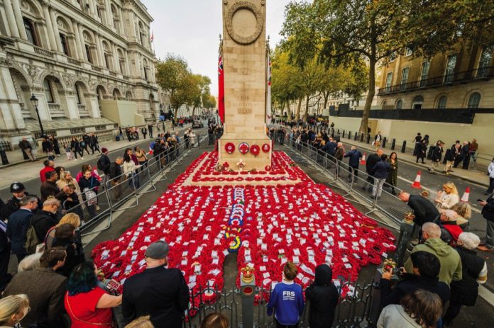 Remembrance Sunday wreaths at the Cenotaph, November 2022