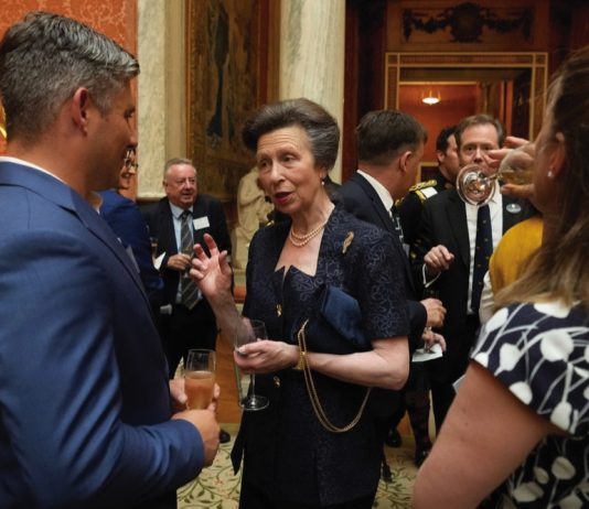 King and Queen Host Humanitarian Reception The Princess Royal speaks to guests as she hosts a reception for recipients of The Queen's Awards for Enterprise at Buckingham Palace in London, July 12, 2022.